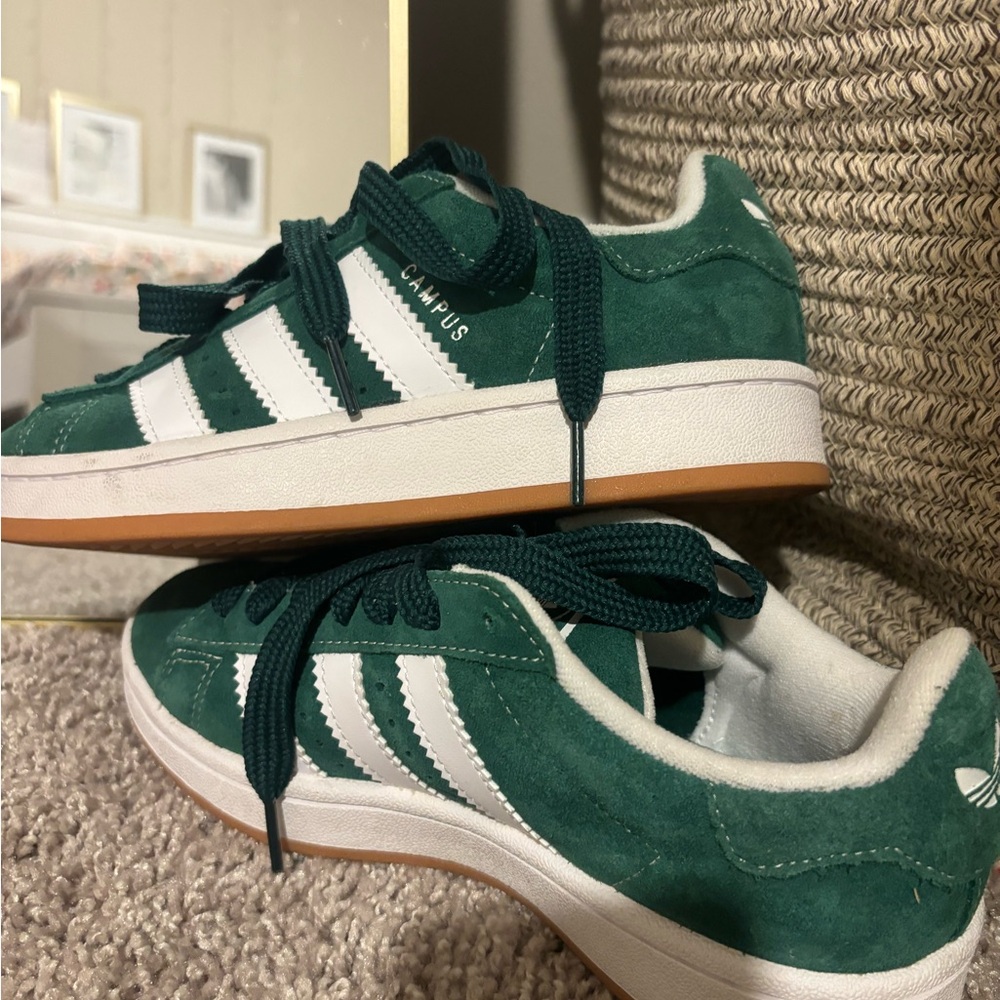 Adidas Campus Suede Sneakers in Green and White